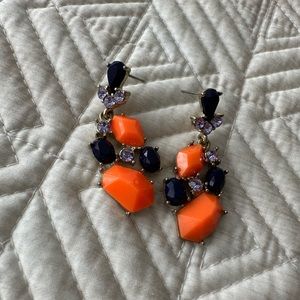 J.Crew Women’s Rhinestone Dangle Earrings Orange Lavender.